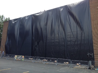 The mural was covered prior to the BIG reveal.