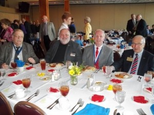 David Green is on the far left, Walter Wojnar to the right of Green, Tom Mattingley to the right of Wojnar. Kiwanis International president-elect Gunter Gasser is on the far right of the picture. The picture is from the Kiwanis  Div. V Prayer Dinner April 22, 2013.