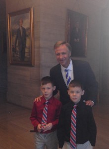 Governor Bill Haslam takes a break to spend time with the Meade Brothers
