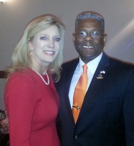 Republican State Executive Committeewoman District 5 Candidate Melissa Browder with Congressman West at last nights Lincoln Day Dinner. Source: Browder's Facebook page