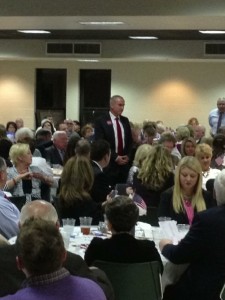 Loudon County Trustee Chip Miller standing as he was introduced. Miller and his wife Joy attended the dinner. 