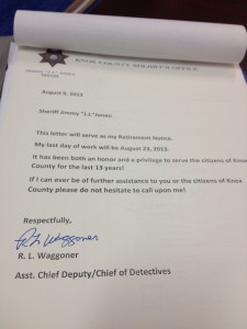Waggoner's retirement letter