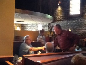 Senator Alexander greeting regular Sullivan's diners
