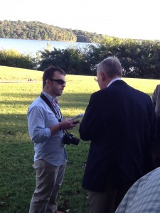 Senator Alexander being interviewed by a member of the local news media