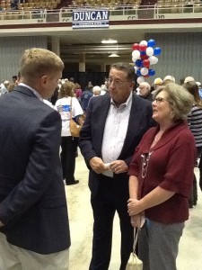 State Representative and Mrs. Kent Calfee visiting with Zane Duncan.