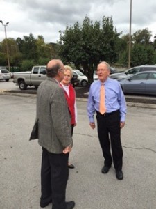 Knox County Trustee Ed Shouse talks with Lamar as Lamar prepares to head to another event. 