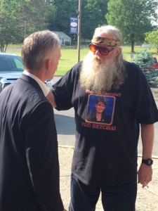 A Blount County Conservative activist speaks with Gowdy upon Gowdy's arrival at William Blount High School. 