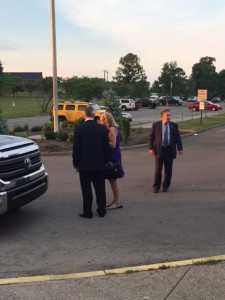 Here Gowdy is leaving William Blount High School and is being thanked for traveling here by Mrs. Lynne Duncan, Congressman Duncan's wife and Duncan Chief of Staff Bob Griffitts is over to the side. 