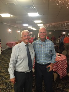 Longtime West Knox Republican Club Member and Former President of the Club Wallace McClure with the celebrity auctioneer John  Griess