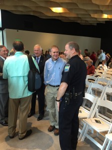 Knoxville a Police Chief David Rauschenberg talks with State Rep. Bill Dunn. While Commissioners Ed and Bob talk to KNS Photographer  Michael Patrick