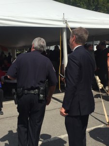 Knox County Sheriff Jimmy J.J. Jones going into the tent with Knox County Mayor Tim Burchett