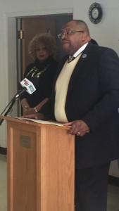 Rev. Dr. John A. Butler addressing the media as the President of the Knoxville Branch NAACP