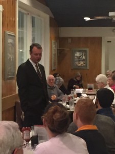 Nathan Rowell presenting himself and his qualifications to the Center City Conservatives Republican Club on 1-28-2016