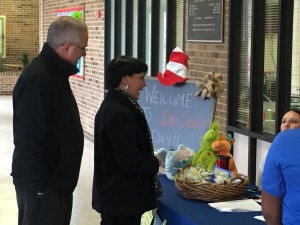 Michele and her husband Mike Carringer checking in for Dr. Seuss Day. 