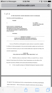 A legal filing against Knox Co on Midway Business Park.