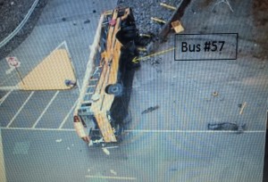 The bus owned by Fawver Bus Lines, LLC that was struck. Photo Source: NTSB Report