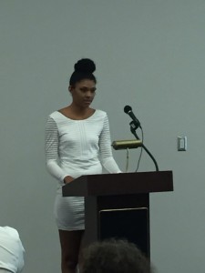 Christine Downs, also a Carter High School Senior serving as a Master of Ceremonies for the meeting as well. 