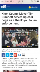 Media coverage of the Mayor's chili dog event for law enforcement 