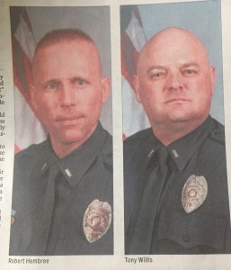 The photo that appeared in the print edition of the Knoxville News Sentinel of Lt. Robert Hembree and Lt. Tony Willis