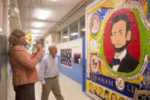 Former One Term State Rep Gloria Johnson admiring an Abraham Lincoln 