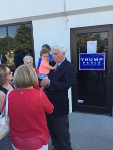 Congressman John Duncan visiting with citizens with the 9th grandchild, Miles