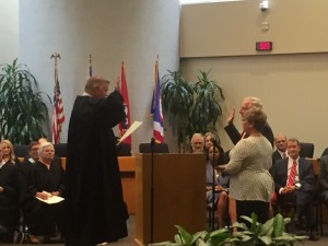 Knox County Law Director Bud Armstrong with Wife Patti is sworn in by Judge Tim Irwin