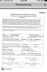 Carson Dailey's only appointment of Treasurer 