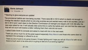 Gloria Johnson's election update and concession.