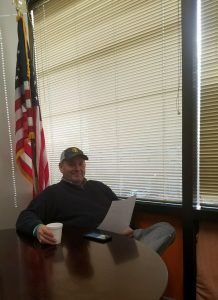 Finishing a cup of coffee in the office of Knox County Property Assessor John R Whitehead