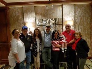 A successful night concludes, Casey Mynatt 2nd VP, Dan Raper 1st VP, Tristyn Owen, Brian Hornback, County Commissioner Michele Carringer, EmmaGrace, Dr. Mike Carringer and Former Knox County Republican Chair Irene McCrary. 