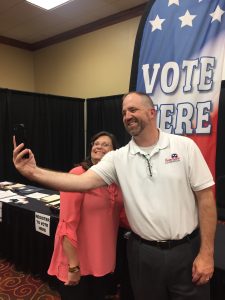 Knox County Election Commmission Staffer and Deputy Administrator of Elections Chris Davis take a selfie at the KCEC booth. 