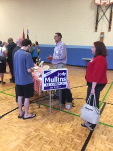 Mullins visiting with voters 