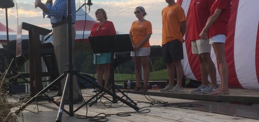 Matlock delivering his speech with his family behind him. From left to right, His wife, Daughter, two sons and one daughter in law