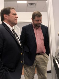 Tom Spangler, Candiate for Sheriff and Scott Smith Candidate for Knox County Circuit Court Clerk were in the Standing Room only area 