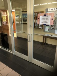 The door you enter before entering the early vote center