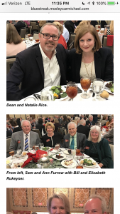 screen capture of Moxley's blog that shows the County Mayor's Chief of Staff and wife enjoying the $300 a plate dinners. *the Rice's may have paid their own way, which would be very commendable. 