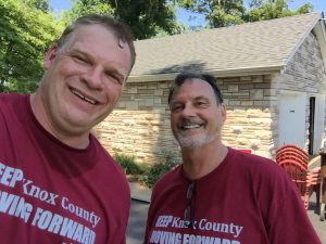 Glenn Jacobs knocking on doors with Randy Smith on a blistering hot day 