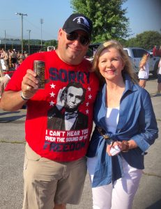 Congressman Marsha Blackburn with Brian Hornback in Farragut on 7/4/2018