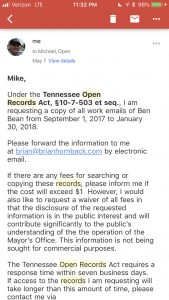 Open Records Request of May 7, 2018 