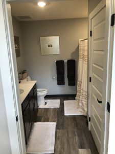 The bathroom to the one bedroom 