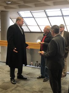 Knox County Mayor Glenn Jacobs talking with Hallsdale Powell Utility Commissioner Bob Crye