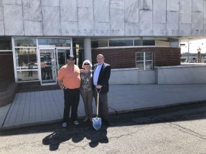 Myself with Marilyn and State Rep. Kent Calfee in front of the building that will become Bussell Island Brewery and Restaurant 