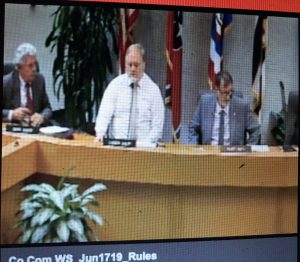 David Buuck far left providing counsel to the Knox County Commission Rules Committee last Monday
