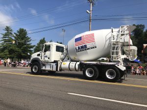 Cement Mixer with a flag