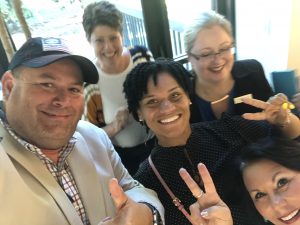 When School Board Member Evetty Satterfield and I are together, we bring the fun. School Board Members Kristi Kristy, Jennifer Owens and County Commissioner Michelle Carringer. Satterfield with the victory sign and me with the thumbs up