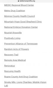 screenshot from the Membership page of Alliance for Better Non Profits that shows under Health and Wellness, Jay’s own Random Acts of Flowers is a Member 