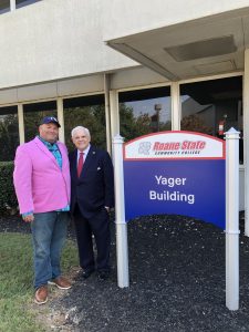 myself with Senator Ken Yager beside the NEW Yager Building sign