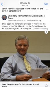 screenshot of a Facebook ad from January 30, 2020 It states that it is paid for by Lisa M. Starbuck,