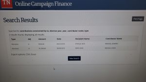 Mannis donation of $1,500 to Dean according to the State of TN website 