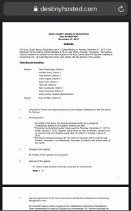 November 27, 2017 - KNOX County School Board Meeting Minutes 
